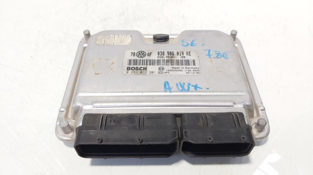 Calculator motor Ecu, cod 038906019KE, 0281011201, Skoda Superb I (3U4), 1.9 TDI, AWX (id:644974)