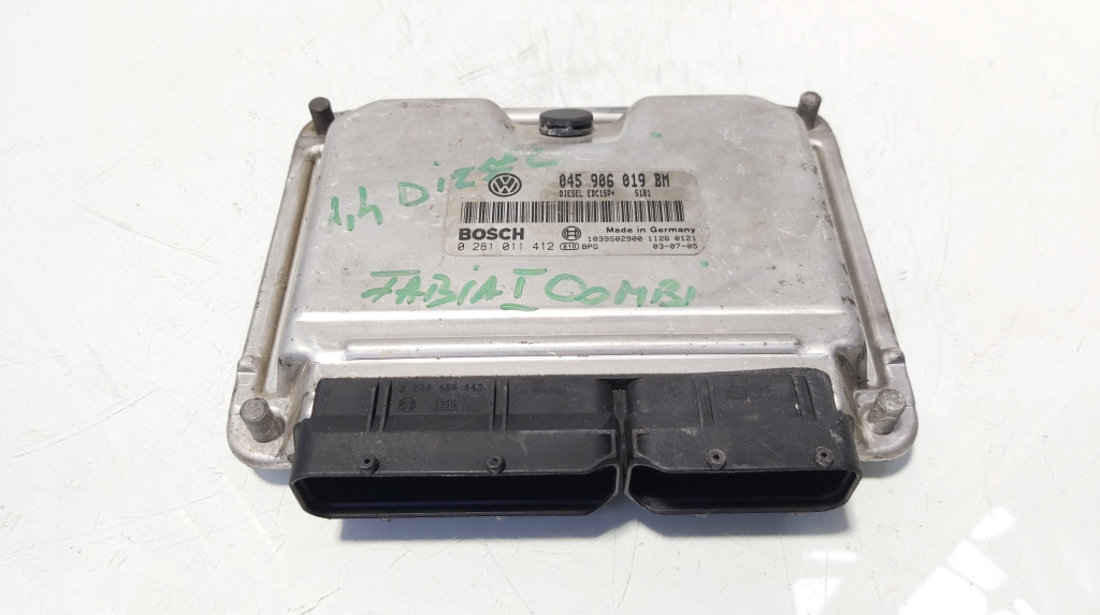 Calculator motor Ecu, cod 045906019BM, 0281011412, Skoda Fabia 1 (6Y2), 1.4 TDI, AMF (idi:644806)