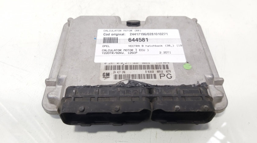 Calculator motor ECU, cod 24417196, 0281010271, Opel Vectra B (38), 2.2 DTI, Y22DTR (id:644581)