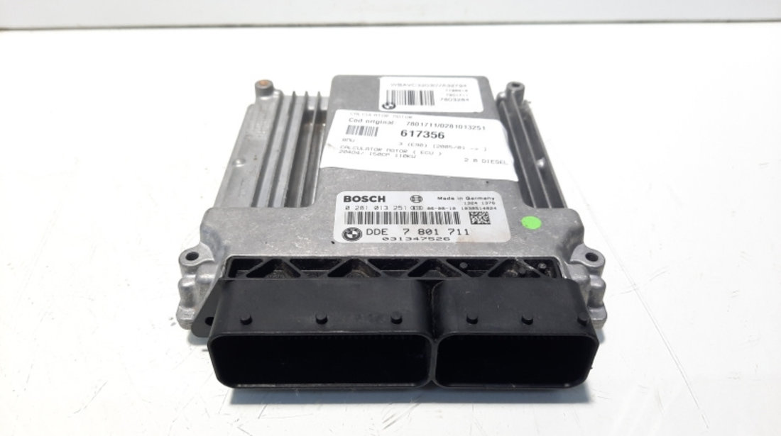 Calculator motor ECU, cod 7801711, 0281013251, Bmw 5 Touring (E61), 2.0 diesel, 204D4 (idi:617356)