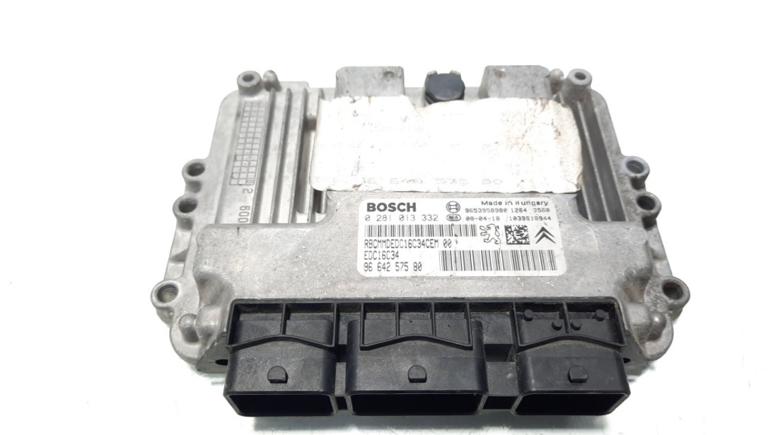 Calculator motor ECU, cod 9664257580, 0281013332, Citroen Berlingo 2, 1.6 HDI, 9HZ (idi:565587)