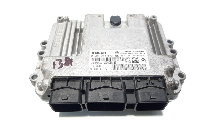 Calculator motor ECU, cod 9664843780, 0281013872, Citroen Berlingo 2, 1.6 HDI, 9HZ (idi:583897)