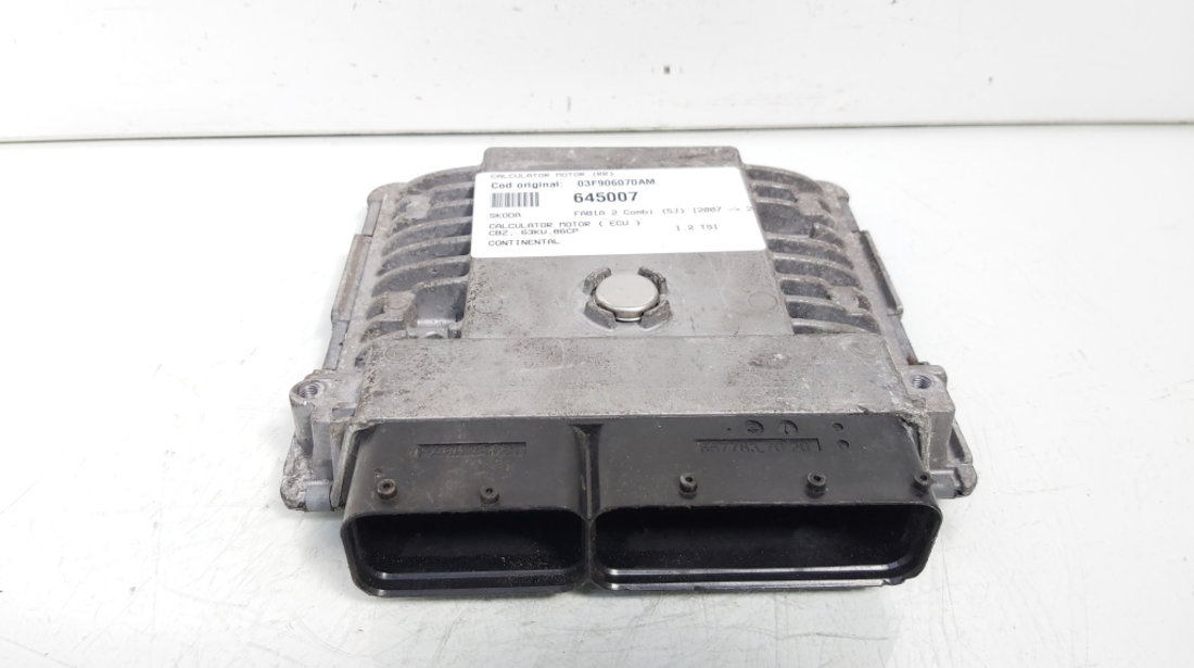 Calculator motor Ecu Continental, cod 03F906070AM, Skoda Fabia 2 Combi (5J, 545), 1.2 TSI, CBZ (id:645007)