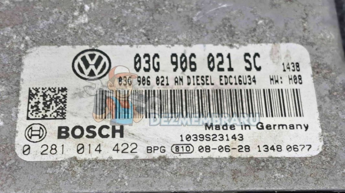 Calculator motor ECU Seat Leon (1P1) [Fabr 2005-2011] 03G906021SC | 0281014422 1.9 TDI BXE 77KW / 105CP