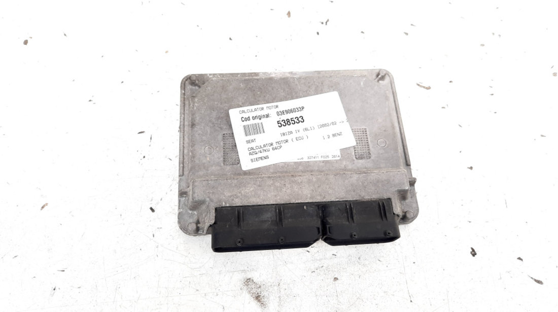 Calculator motor ECU Siemens, cod 03E906033P, Skoda Fabia 1 (6Y2), 1.2 benz, BME (idi:538533)