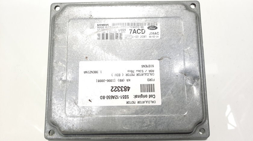 Calculator motor ECU Siemens, cod 5S51-12A650-BD, Peugeot 306, 1.3 benz, A9A (idi:483322)