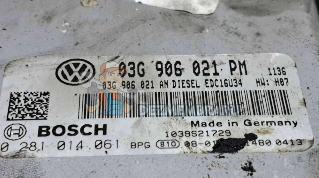 Calculator motor ECU Volkswagen Golf 5 (1K1) [Fabr 2004-2008] 03G906021PM 1.9 TDI BXE
