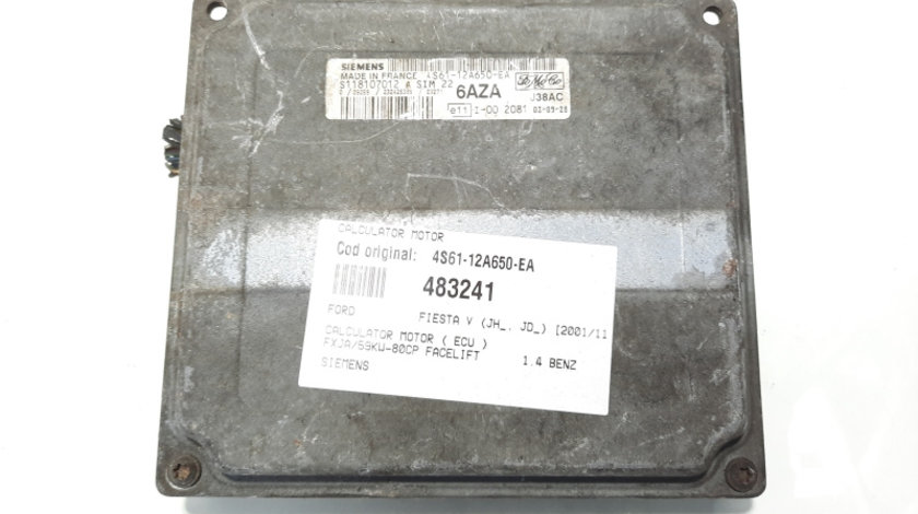 Calculator motor Siemens, cod 4S61-12A650-EA, Ford Fiesta 5, 1.4 B, FXJA (id:483241)