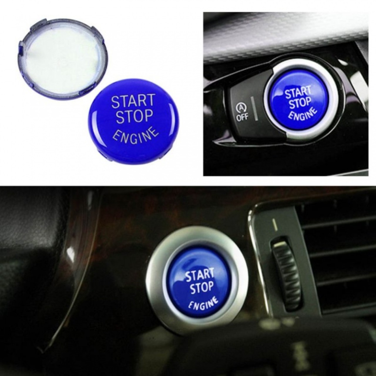 Capac Buton Start-Stop Compatibil Bmw Seria 3 E92 2005-2012 SSV-8007 Albastru