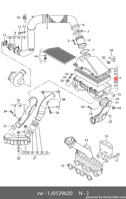 Capac carcasa filtru aer Volkswagen Golf 4 (1J) Hatchback 2004 1.9 TDI OEM 1J0129620