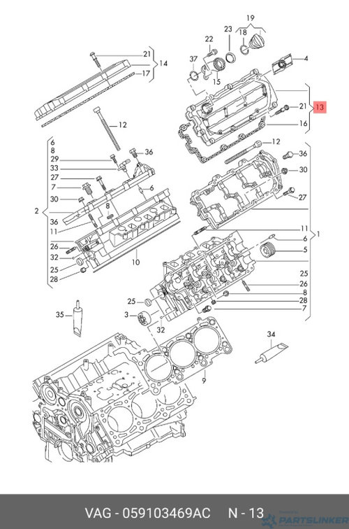 Capac chiulasa stanga 2.7 TDI Audi A6 C6 CANA 2008 2010 OEM 059103469AC