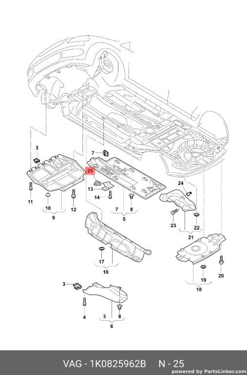 Capac podea dreapta Volkswagen Golf Hatchback 2005 albastru LD5Q OEM 1K0825962B