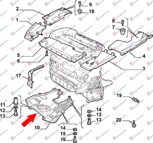 Capac Protectie Motor Alfa Romeo 166 An 1998-2007