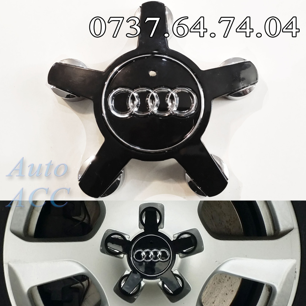 Capace jante aliaj Audi A4 A5 A6 A8 - 4FO 601 165 N – negre - tip gheara /  stea #43519314