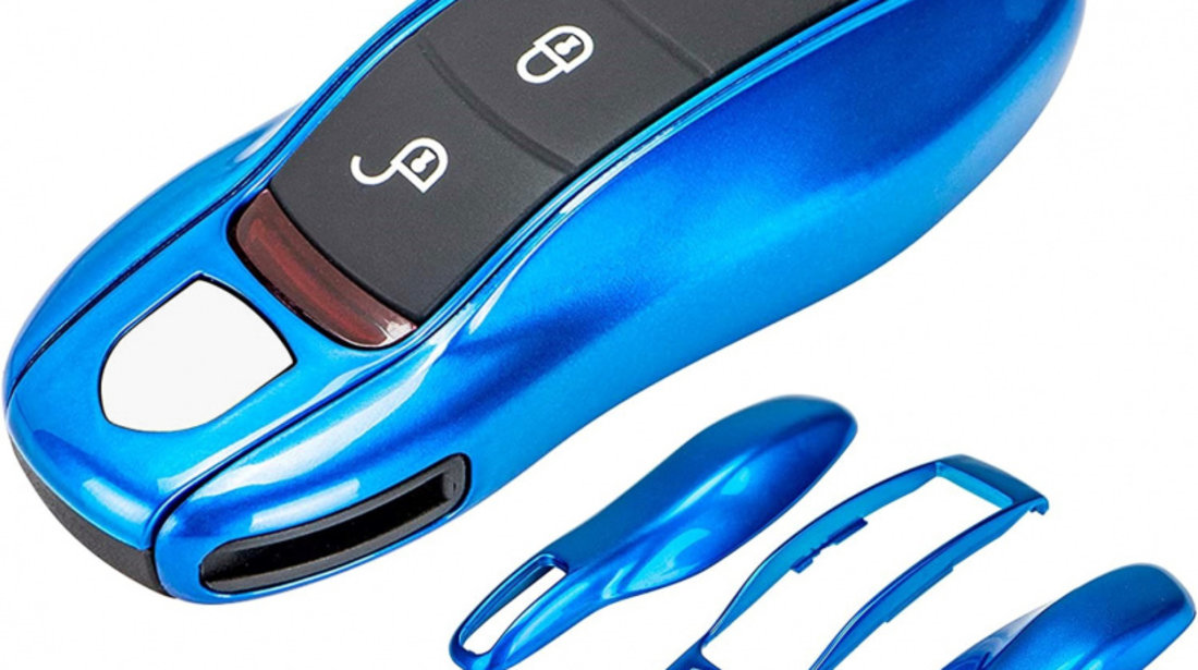 Carcasa Cheie Porsche Carrera GT 2013-2015 Set 3 Buc Albastru Metalizat