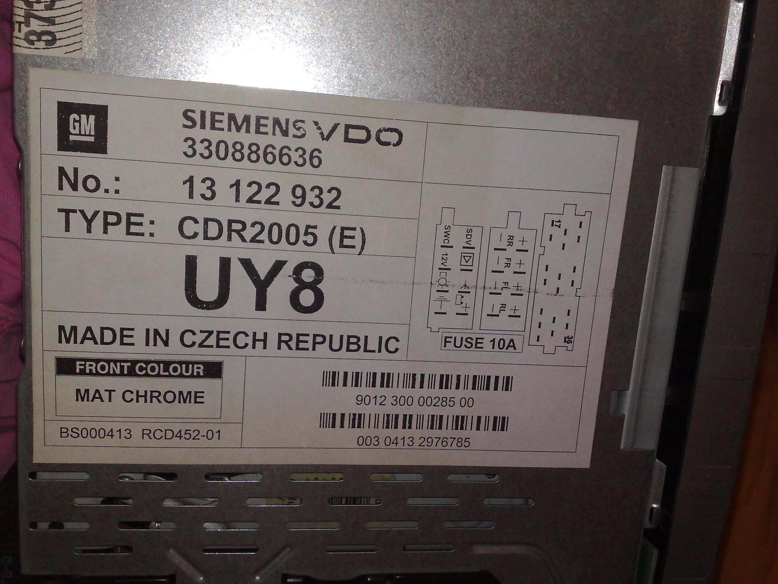 Care este codul la un casetofon de Opel Siemens CDR 2005 ? #69675 - 4Tuning  Help