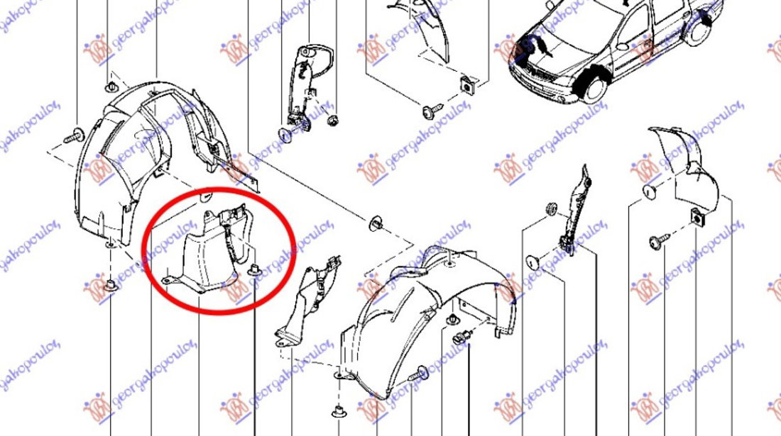 Carenaj aripa dreapta fata Dacia Logan 2004-2012 NOU 6001549272 (INTERIOR