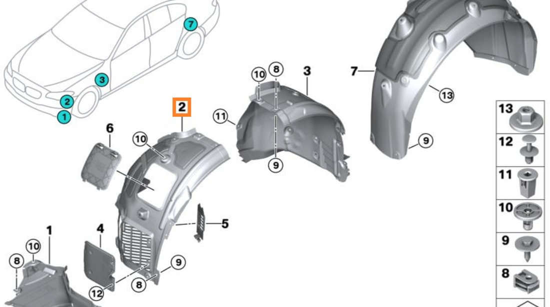 Carenaj Roata Fata Dreapta Frontal Oe Bmw Seria 8 G16, F93 2019→ 51717374736