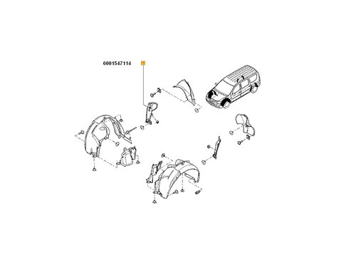 Carenaj roata spate dreapta Dacia Logan MCV 2006-2012 NOUA 6001547114 (PARTEA DIN FATA)