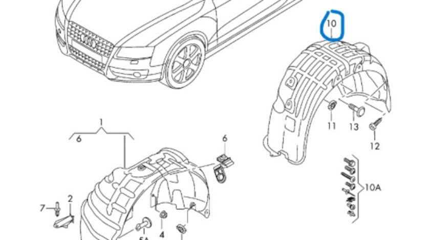 Carenaj stanga spate Audi A5 (8T3) Sportback Coupe 1.8 TFSI 2009 OEM 8T0821171D