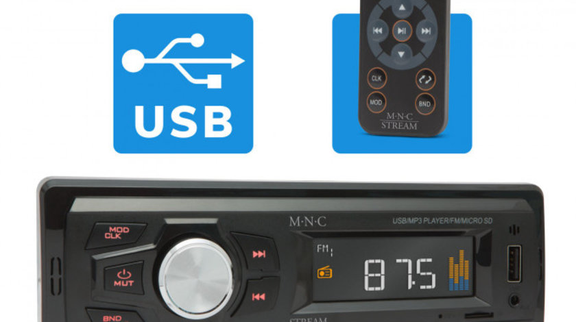 Carguard Player Auto M.N.C &quot;Stream&quot; Cu Telecomandă (Aux/Usb/Sd/Mmc) 39709