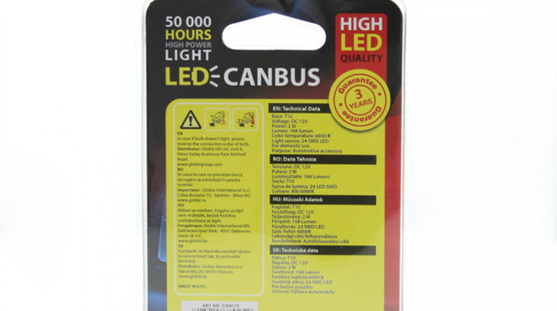 Carguard Set 2 Buc Led Pentru Iluminat Interior/Portbagaj T10 CAN115  #72934272