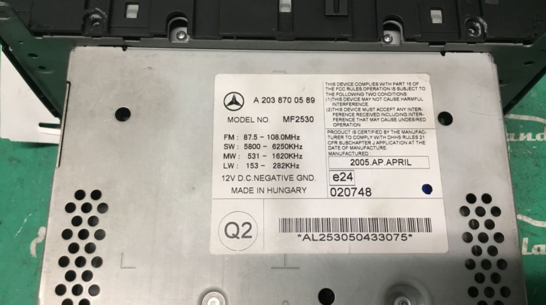 Cd Player Auto A2038700589 Mercedes-Benz C-CLASS W203 2000