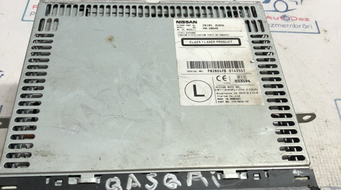 CD Player Nissan Qashqai 2007, 28185JD40A