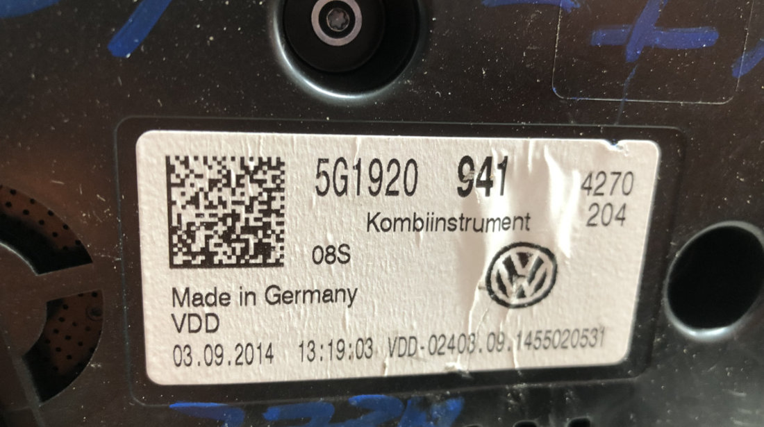 Ceasuri Bord UK Volkswagen Golf 7 1.6 Motorina 2014, 5G1920941