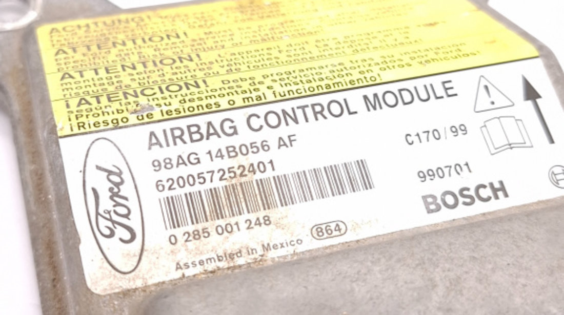 Centralina Airbag Ford FOCUS Mk 1 1998 - 2004 98AG14B056AF, 98AG-14B056-AF, 0285001248, 0 285 001 248, 620057252401, 990701