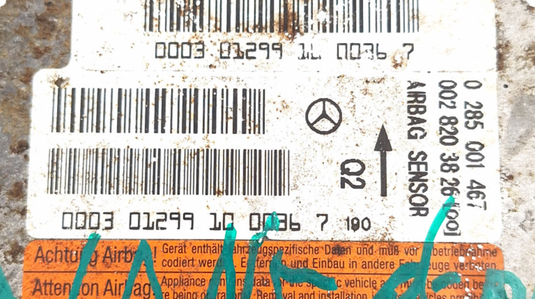 Centralina Airbag Mercedes-Benz VANEO (414) 2001 - 2005 0028203826, 0028203826100, 0285001467, 002 820 38 26, 0 285 001 467