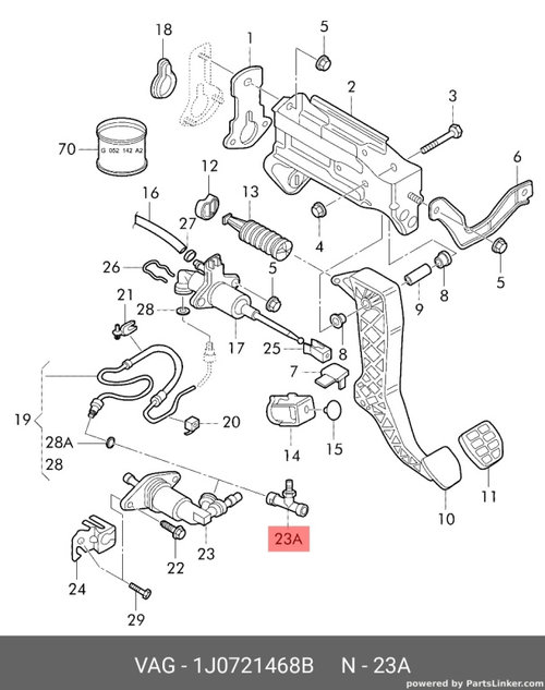 Cilindru adaptor ambreiaj Volkswagen Golf 1J 1.9 TDI 110 kw 2002 2003 OEM 1J0721468B