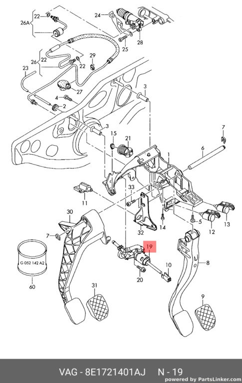 Cilindru pedala ambreiaj Audi A4 B7 (8E) Berlina 2007 1.9 TDI OEM 8E1721401AJ