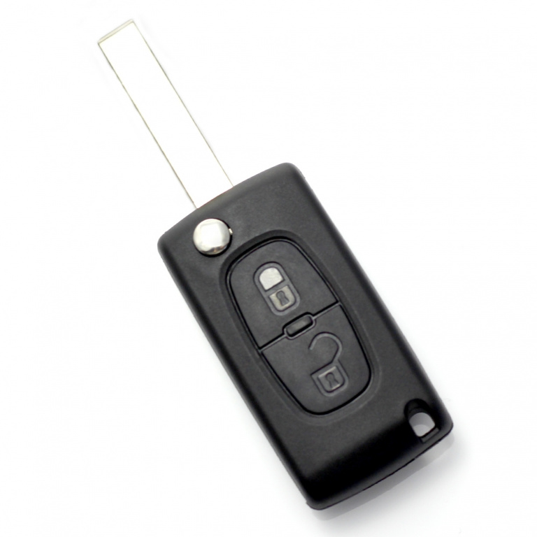 Citroen / Peugeot 407 - Carcasa tip cheie briceag cu 2 butoane, lama  HU83-SH2 cu suport baterie cod intern: CC098 #64243787