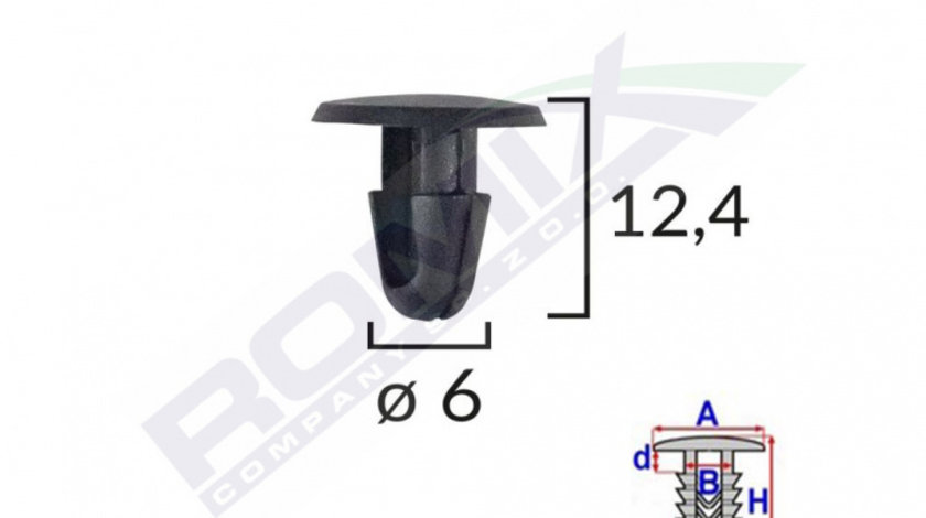Clips Fixare Pentru Toyota/lexus 6x12.4mm - Negru Set 10 Buc Romix B22146-RMX