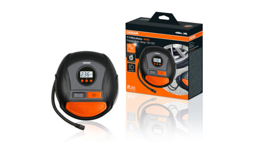 COMPRESOR AUTO 12V 120 W CU AFISAJ DIGITAL TYREINFLATE 450 OSRAM ⭐⭐⭐⭐⭐