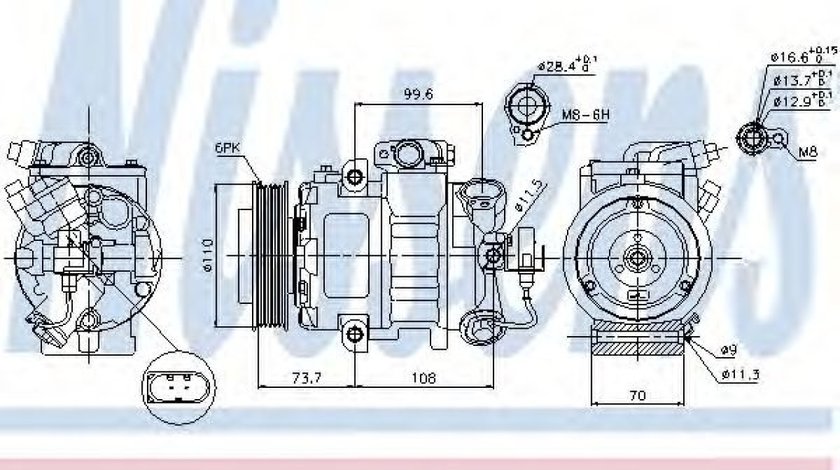 Compresor, climatizare AUDI A3 Sportback (8PA) (2004 - 2013) NISSENS 89026 piesa NOUA