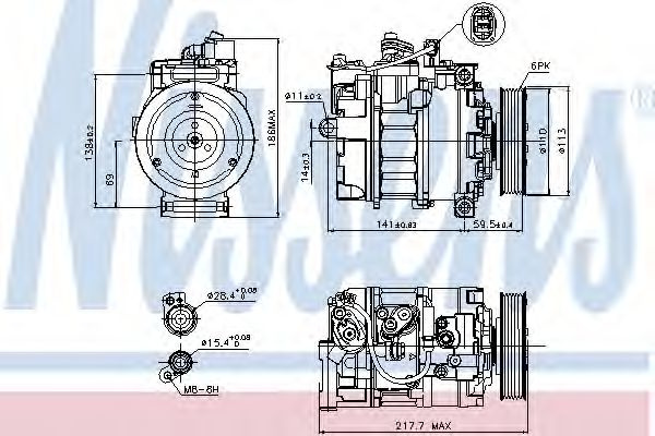 Compresor, climatizare AUDI A4 (8E2, B6) (2000 - 2004) NISSENS 89223 piesa NOUA