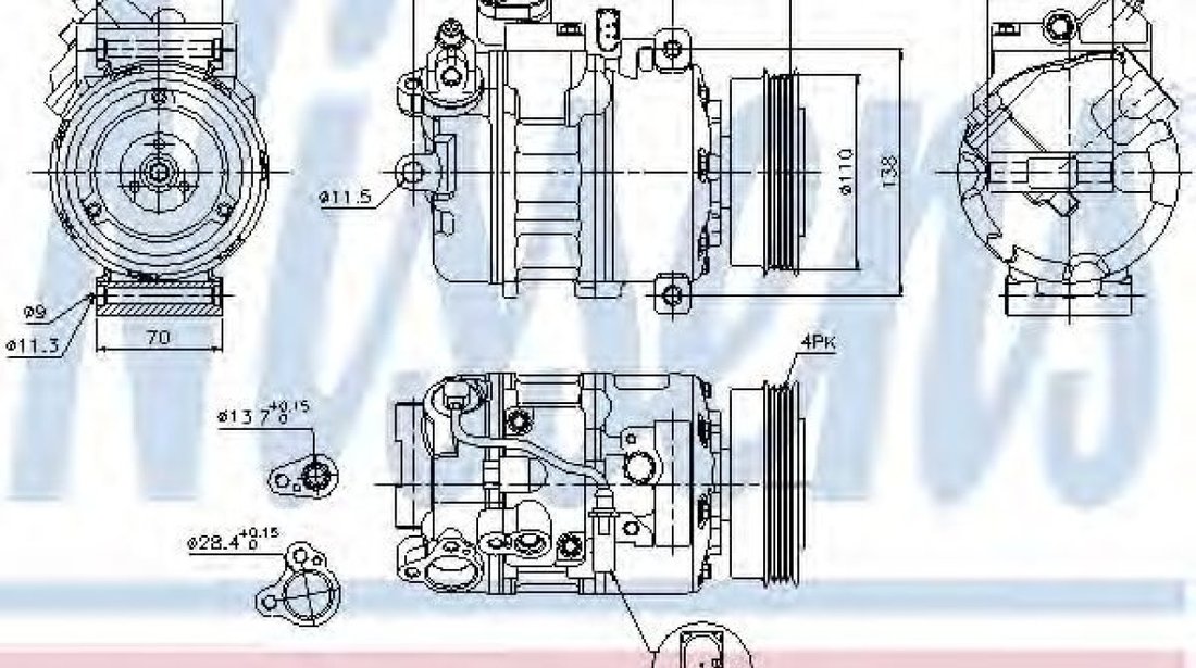 Compresor, climatizare AUDI A4 Avant (8E5, B6) (2001 - 2004) NISSENS 89023 piesa NOUA