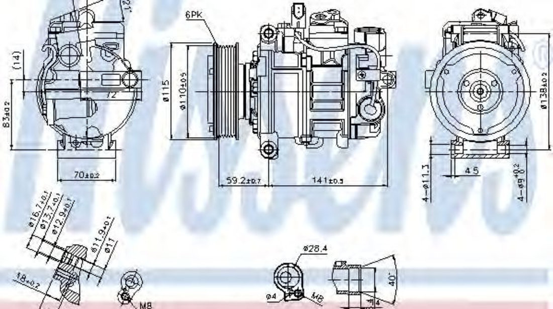 Compresor, climatizare AUDI A4 Avant (8E5, B6) (2001 - 2004) NISSENS 89384 piesa NOUA
