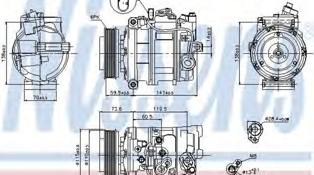 Compresor, climatizare AUDI A4 Avant (8E5, B6) (2001 - 2004) NISSENS 89092 piesa NOUA