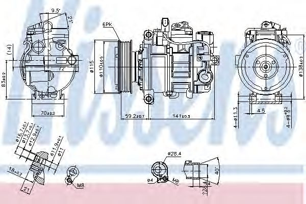 Compresor, climatizare AUDI A4 Avant (8ED, B7) (2004 - 2008) NISSENS 89384 piesa NOUA