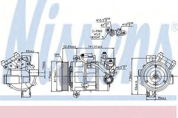 Compresor, climatizare BMW Seria 3 Touring (E91) (2005 - 2012) NISSENS 89086 piesa NOUA