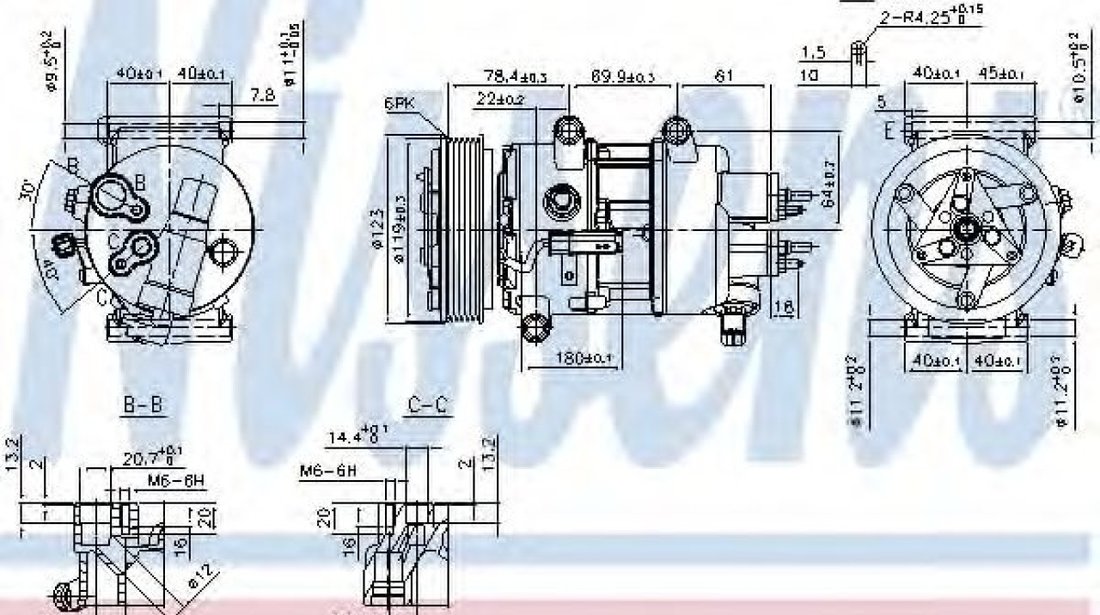 Compresor, climatizare CITROEN BERLINGO platou / sasiu (B9) (2008 - 2016) NISSENS 89201 piesa NOUA