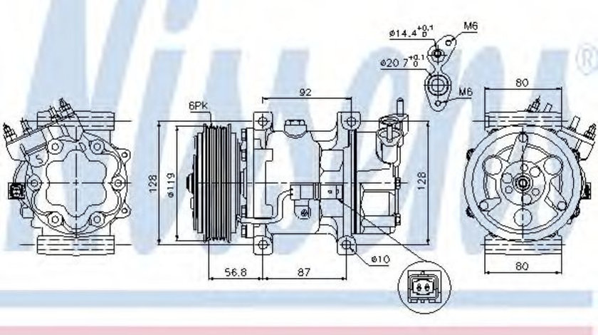 Compresor, climatizare CITROEN C3 I (FC) (2002 - 2016) NISSENS 89053 piesa NOUA