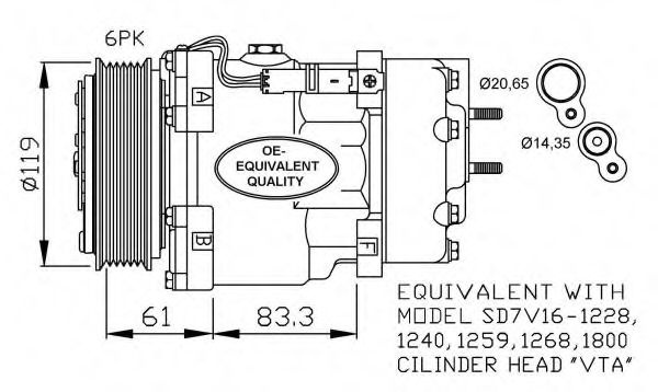 Compresor, climatizare FIAT SCUDO caroserie (220L) (1996 - 2006) NRF 32198 piesa NOUA