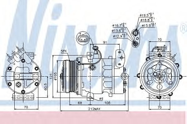 Compresor, climatizare OPEL ASTRA G Hatchback (F48, F08) (1998 - 2009) NISSENS 89037 piesa NOUA