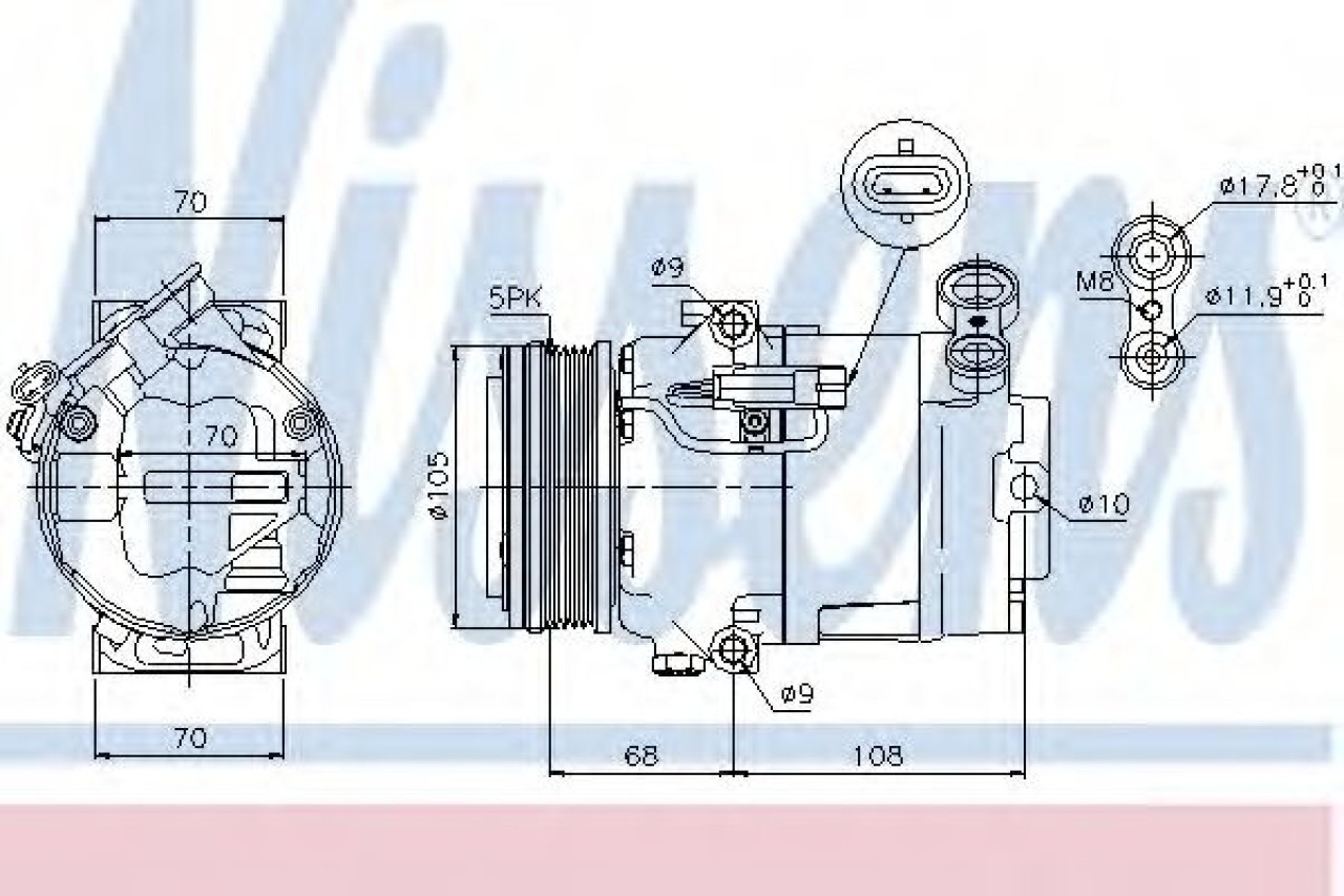 Compresor, climatizare OPEL ASTRA H Combi (L35) (2004 - 2016) NISSENS 89050 piesa NOUA