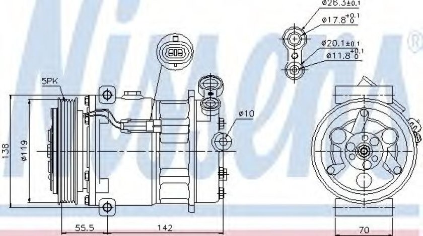 Compresor, climatizare OPEL VECTRA C (2002 - 2016) NISSENS 89157 piesa NOUA