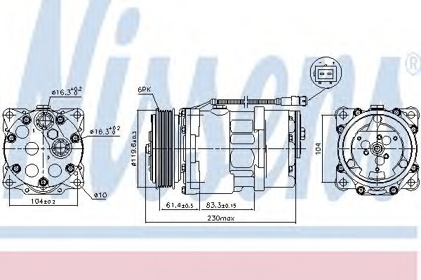 Compresor, climatizare PEUGEOT 306 (7B, N3, N5) (1993 - 2003) NISSENS 89055 piesa NOUA